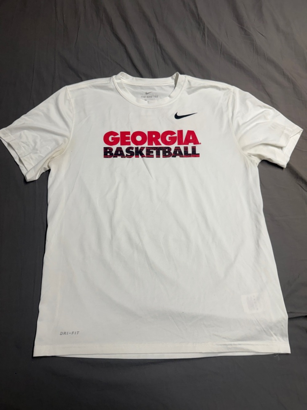 Nike White Georgia Basketball Tee with Red & Black Logo